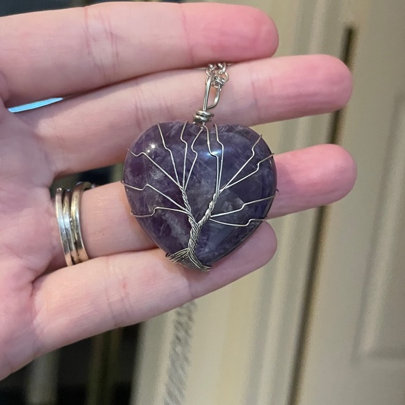 Hand Crafted Jewelry - Wire wrapped  Amethyst and Tree of Life pendant